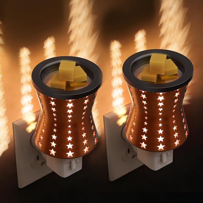 L LOHAS LED Wax Melt Warmer, 2 Pack Plug in Wax Warmer for Scented Wax, 360° Rotating Plug in Fragrance Night Light for Home Fragrance Bedroom Home Decor