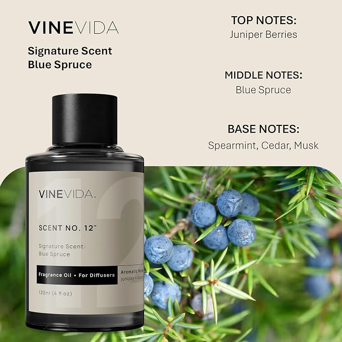 VINEVIDA [4 Fl Oz] Blue Spruce Fragrance Oil for Cold Air Diffusers, Essential Oils for Diffuser Oil Refill & Air Freshener Room Spray