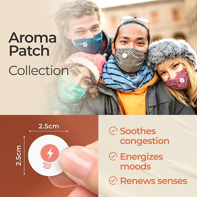Gya Labs Combo Pack Aroma Mask Patches - Essential Oil Scented Mask Stickers for Face Masks & Pillows, Infused with Essential Oils (5 Packs, 60 Stickers)
