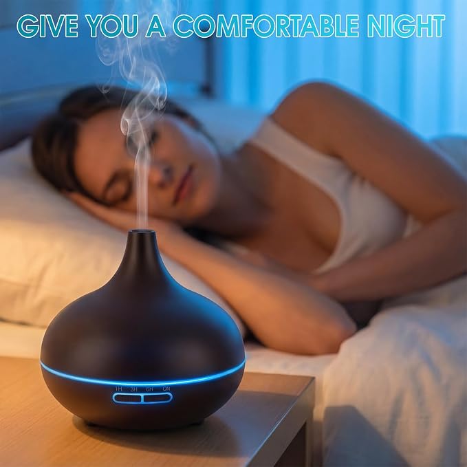 Rechargeable Diffuser for Essential Oils,Battery Operated Humidifier | Remote control,450ml,7 colors Light&3 Mist Modes(Strong 1.5h,Weak 2.5h,Intermittent 6h),1h/3h/6h Timer control,Auto Shut Off