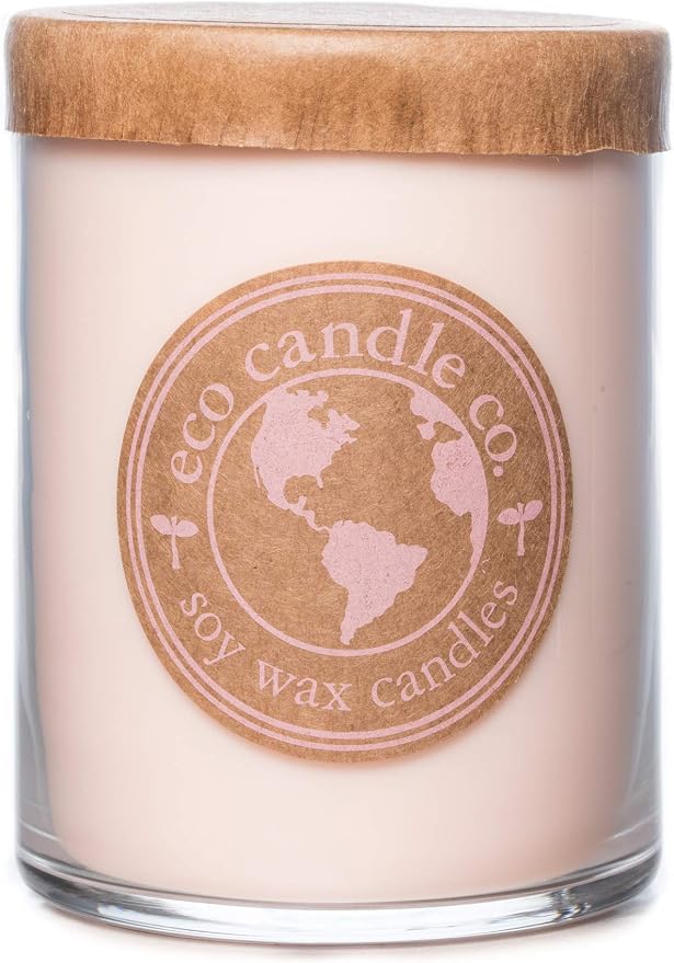ECO CANDLE CO. Recycled Candle, Vanilla Grapefruit, 18 oz. Double Wick - Scents of Vanilla & Pink Grapefruit - 100% Soy Wax, No Lead, Kraft Paper Label & Lid, Hand Poured, Midwest Grown Soybeans