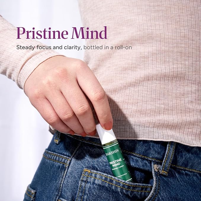 DAKSHIN Pristine Mind Essential Oil Roll-On | Rosemary, Lemon, Basil & Peppermint | Naturally Clarifying Focus Aromatherapy | Cruelty-Free | 10ml