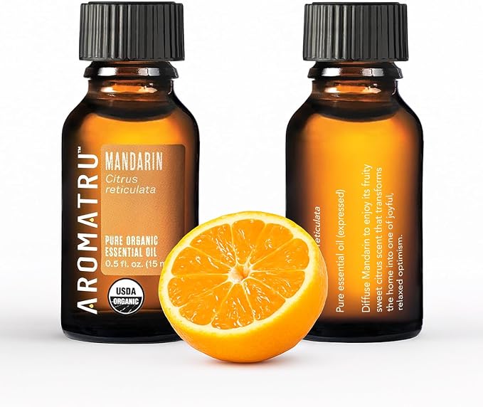 AromaTru Slumber Essential Oil Kit – True Lavender, Red Cedar, Mandarin, and Petitgrain Bigarade – Organic & Wildcrafted – ISO Certified – No Synthetic Fillers – Ethically Sourced
