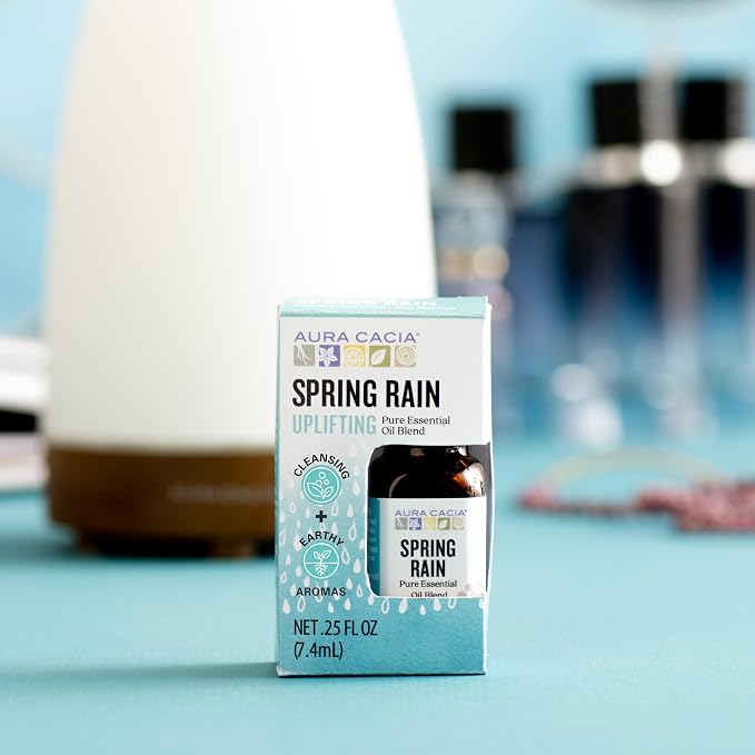Aura Cacia Spring Rain Essential Oil Blend, Boxed 0.25 fl. oz. - Light Aroma, No Synthetic Fragrances