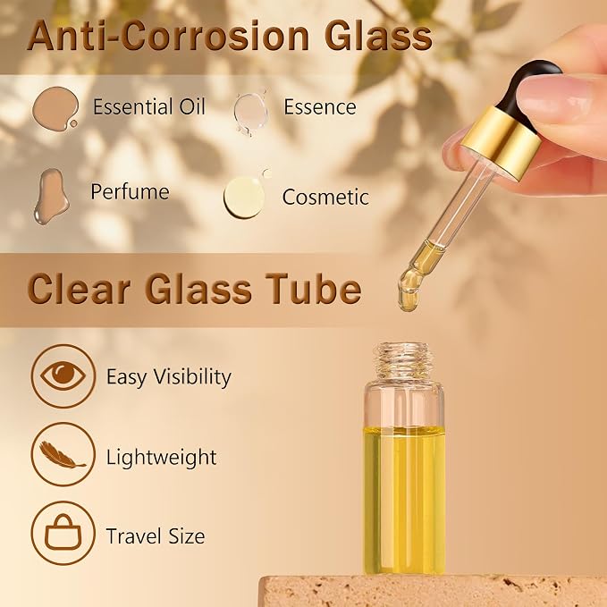 Elfenstall- 10Pcs 5ml 1/6 oz Glass Dropper Bottles Small Empty Bottle Liquid Containers Clear Mini Sample Vials for Perfume Essential Oils Cosmetic Aromatherapy Lab and Travel