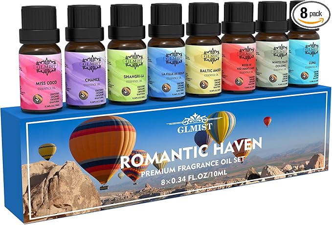 Essential Oils Set, Fragrance Oil for Diffusers Romantic Haven Kit | 8 Packs Essential Oils for Diffusers for Men, Home and Party, Classic Fragrance Oil for Variety Use As Great Gift for Men