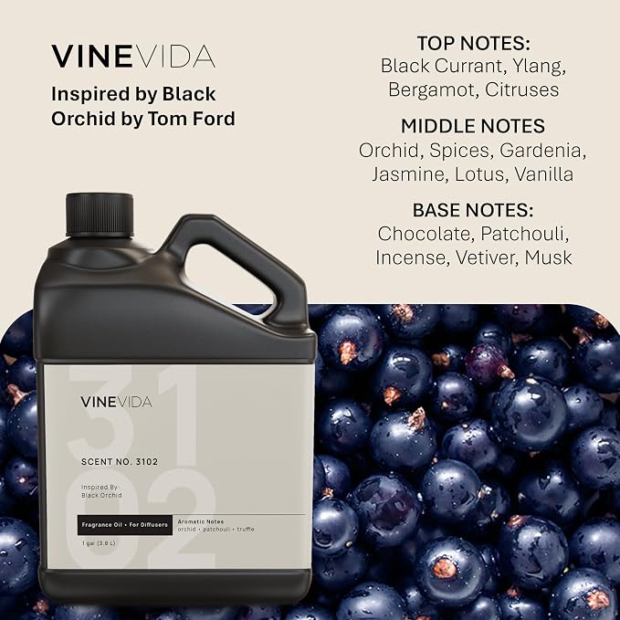 VINEVIDA [128 Oz] Inspired by: Black Orchid; Diffuser Oil Refill | Premium Scent Diffuser Oil for Home | Non-Toxic Fragrance