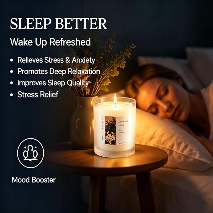 Lavender Scented Candle for Sleep & Relaxation, Natural Soy Wax Candle with Cotton Wick, 50 Hour Soy Candle Clean Burn Aromatherapy Candle for Home, Yoga, Spa & Gifts Meditation & Stress Relief