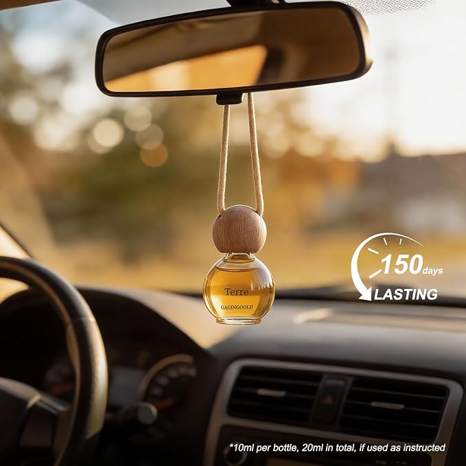 Car Air Freshener Hanging 2 Pack, Woody Citrus Scent Essential Oil Diffuser Long Lasting Up to 150 Days, Cute Car Accessories with 2 Vent Clip for Women Men Gift, Odor Eliminator