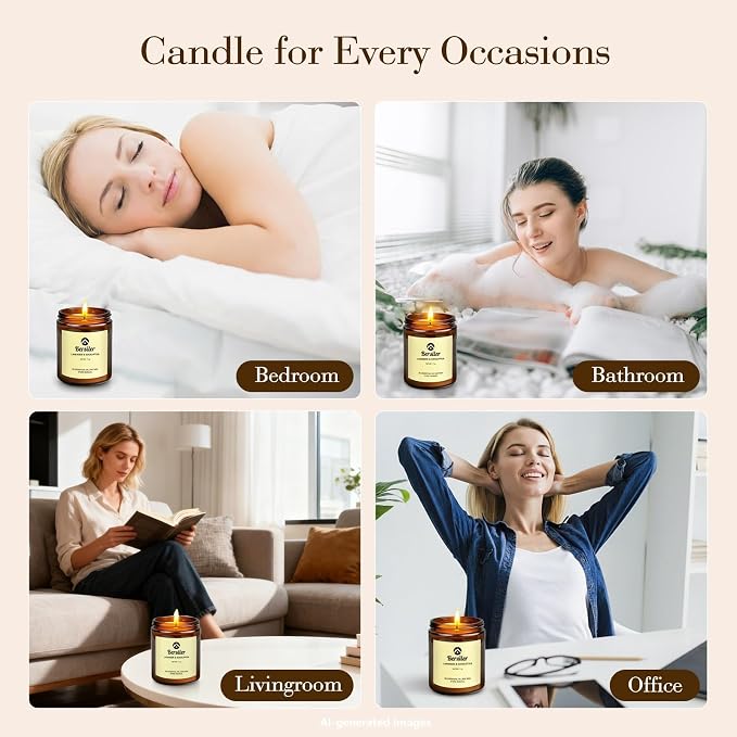 Aromatherapy Candles, Scented Candles, 7OZ Lavender Eucalyptus Candles Stress Relief and Relax for Home & Bedroom Gift for Women Birthday Christmas, Soy Wax Candle