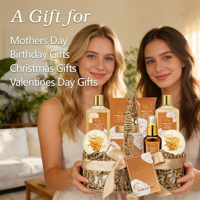 Gifts for Women, Birthday Gift Set - 9Pcs Vanilla Spa Gift Basket for Women