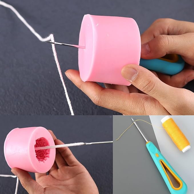 LQMBABY 3-Piece Wick Punch Set - Round Hole Candle Wick Needles for Moulds & Silicone Molds, DIY Candle Making Tools (Blue-3 Pcs)