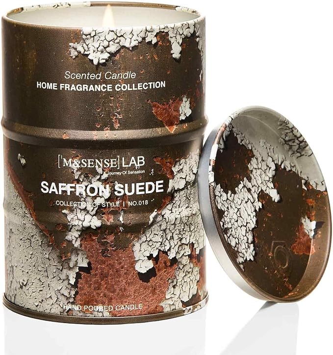 M&SENSE Saffron Suede Scented Candle, 11.3 oz | Spring Candle, Natural Non Toxic, Aromatherapy for Stress Relief Meditation, Christmas Decor, Housewarming Gifts for Women