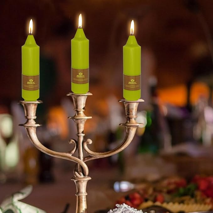 5 inch Short Tapered Candle 4 Pack Grass Green Candle Smokeless Unscented Taper Candlesticks for Christmas Dinner Household Décor Candlesticks