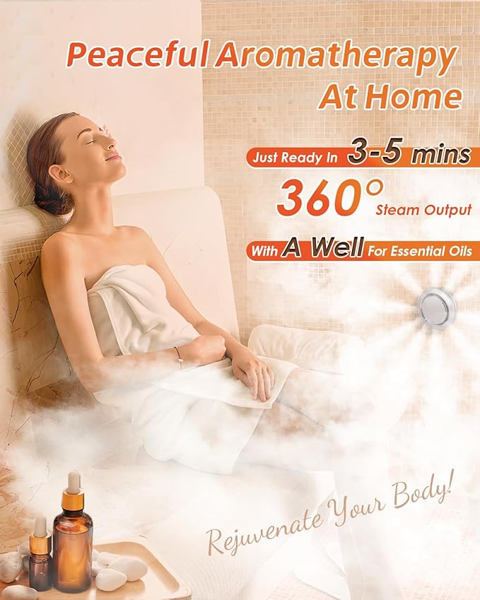 Steam Shower Generator Kit 15KW for Bath Sauna SPA, Aromatherapy Steam Head, Self-draining System, LED Waterproof Controller, for Commercial Home Use…