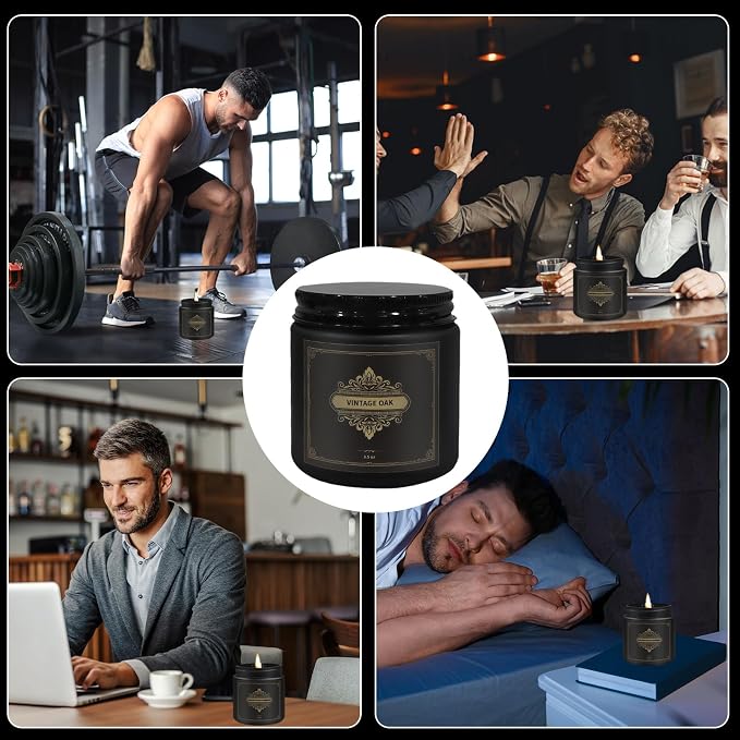 Gifts for Men,6 Pack Scented Candles for Men, Scented Candles Set Soy Candles for Home Him,Father's Day Gifts, Scents of Rosemary/Fresh Rose/Cedar Teak/Grapefruit/Rose & Pomegranate Berry/Fig