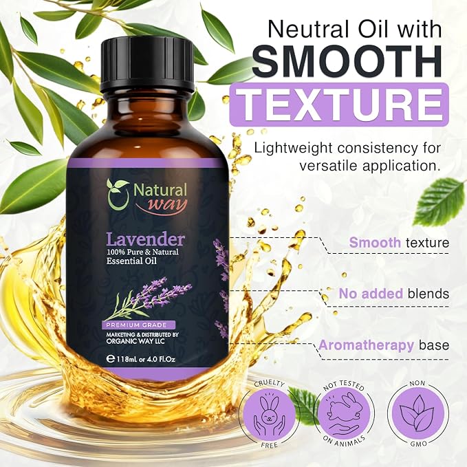 Lavender Essential Oil - Pure Aromatherapy Oil for Diffusers, Hair Growth, Skin, Scalp Care, Massage | Refreshing Hair Oil for Women & Men | Natural Essential Oil for Diffuser | 4 Fl Oz (120 mL)