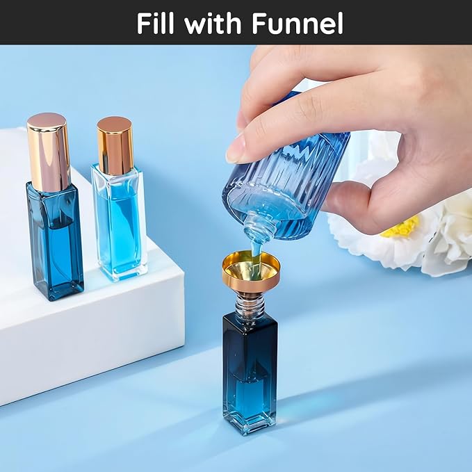 Segbeauty 10pcs Perfume Travel Refill Tools, 5ml Plastic Perfume Extractor Dispenser Refill Tool Transfer Tools Set for Refill Perfume, Large Funnel for Refillable Cologne Perfume Atomizer