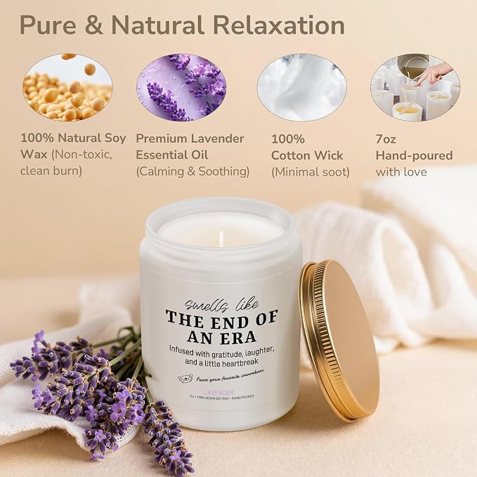Retirement Gifts for Woman – Retired Gifts for Women, Men, Friends, Coworker, Teacher – Farewell Gift for Coworkers, Going Away, Moving Away Gift - Lavender Candles(7oz)