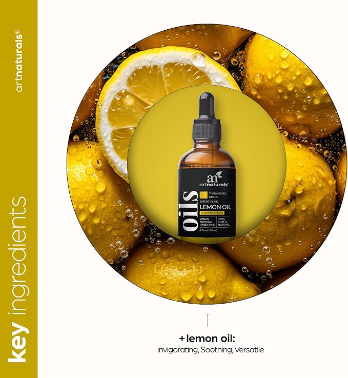 artnaturals Lemon Essential Oil (4.0 Fl Oz / 118ml) - 100% Pure Lemons Oils - Therapeutic Grade Best for Skin, Hair, Natural Solution, Aromatherapy & Diffuser