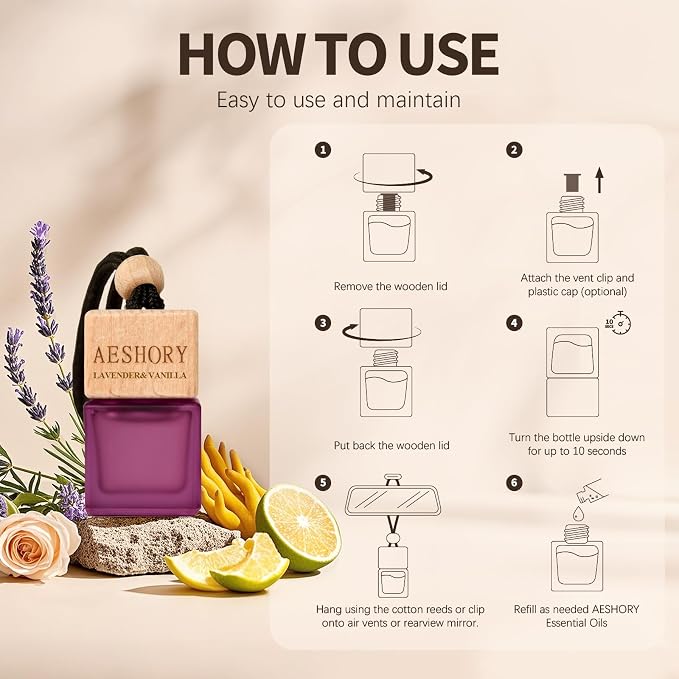 Aeshory Car Air Freshener Hanging - 3-Pack, Floral Collection Car fresheners long lasting, Car Air Freshener for Women and Men, Premium Car Aromatherapy Essential Oil Diffuser Gift Set.0.27 FL OZ/8ML