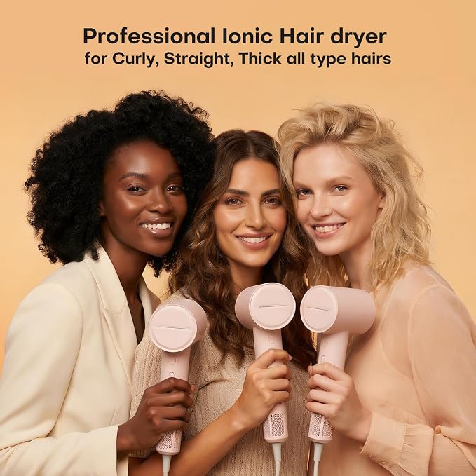 High Speed Hair Dryer, Ultra-Fast Drying, Ionic Blow Dryer with 110,000RPM Brushless Motor, Billion Plasma Ions Best in Frizz Control, Low Noise, Lightweight Design for All Hair Types