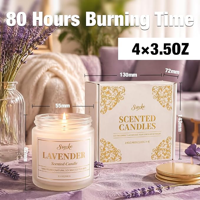 4 Pack Scented Candles, 14 oz Soy Wax Candle Set for Home Bedroom, Long Lasting Aromatherapy Candles Gift for Women Men, Mother's Day Valentine's Day Gift