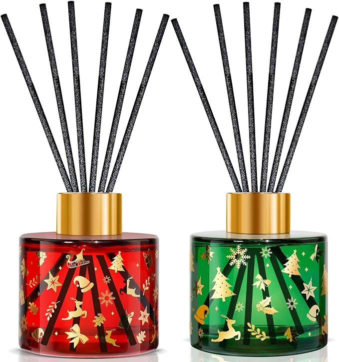 STRN Reed Diffuser Set with 12 Sticks, 6.8.fl oz (200ml) Sweet Home & Wreath Scents, Long-Lasting Home Decoration for Bathroom, Bedroom, Office - 2 Packs