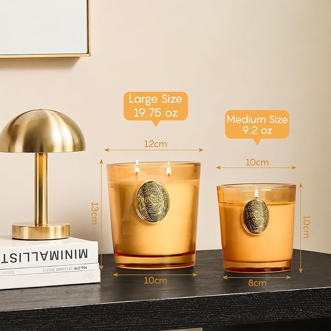 M&SENSE Large Two-Wick Soy Candle | Pumpkin Apple Pie & Orange | 19.8 oz, 120H Burn Time | Luxury Scented Candle for Relaxation, Gifting, Home Décor | Ideal for Bedroom, Office, Party Ambiance