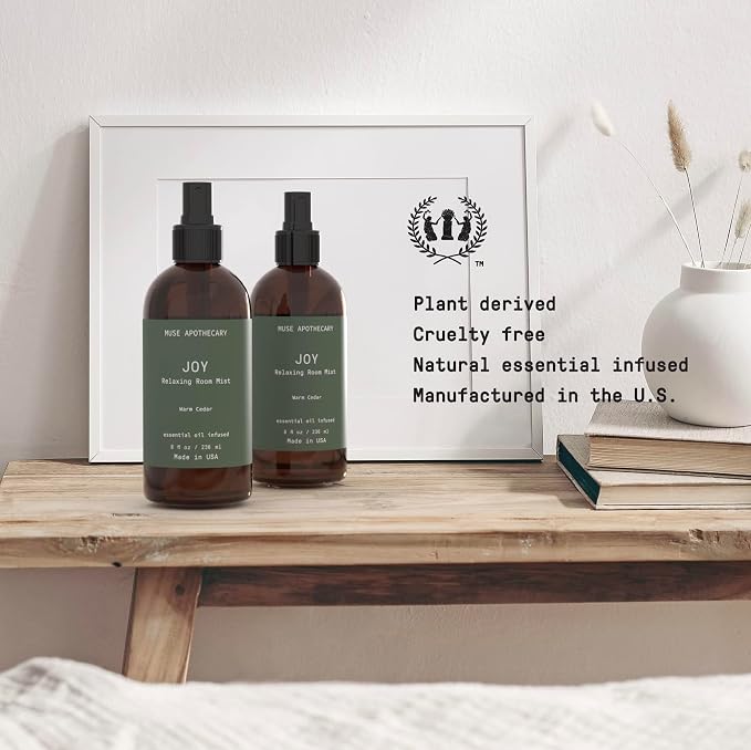 Muse Apothecary Room Ritual - Botanical Collection - Room Spray, Aromatic and Relaxing Room Mist, Air Freshener Spray, Infused with Natural Aromatherapy Essential Oils - 8 oz, Warm Cedar, 2 Pack