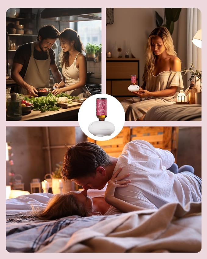 VTS Waterless Essential Oil Diffusers with Oils Set, Romantic Rose & Ylang-ylang Essential Oil Blend Gift Set for Women Mom Couples (1 fl.oz Rose Oil & 1 fl.oz Ylang-ylang Oil & Portable Diffuser)