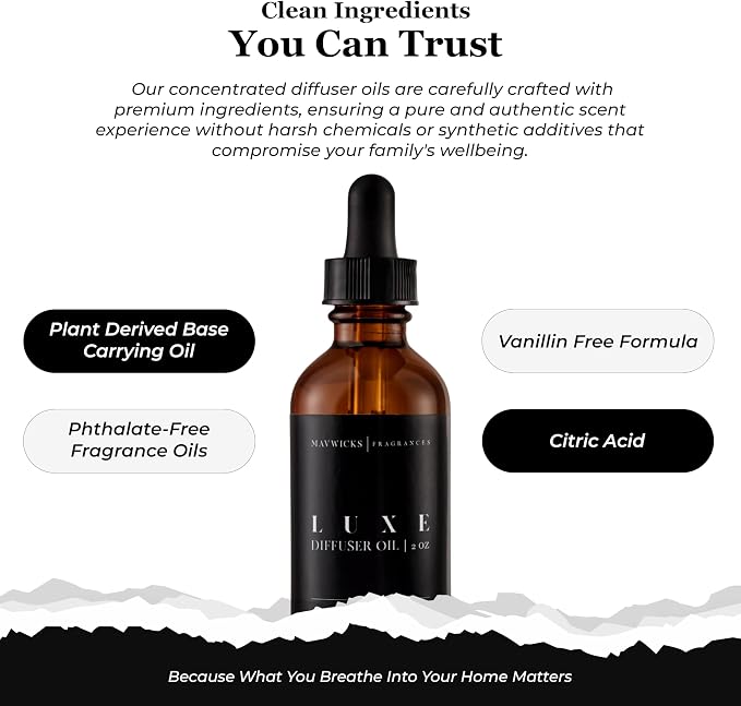 Mavwicks Fragrances Diffuser Oil (Luxe) – 2oz Premium Essential Oil Blend for Aromatherapy Diffusers, Long-Lasting Luxury Home Fragrance for Living Room, Bedroom, Office, Bathroom & Hotel