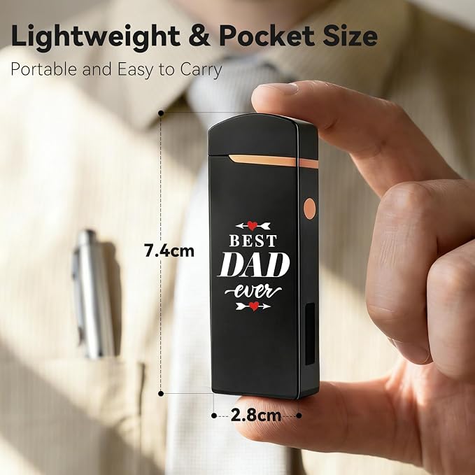 Coquimbo Fathers Day Dad Gifts from Daughter Son Wife: Electric Lighter Dad Mens Birthday Gifts, Rechargeable Windproof Flameless Dual Arc Plasma Lighters