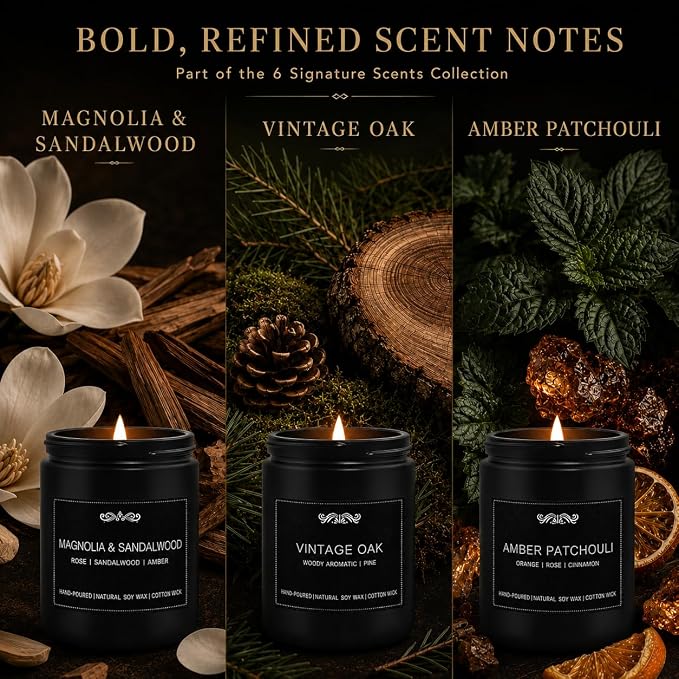 6 Pack Candles for Home Scented Aromatherapy Candles Gifts Set for Mens, Men Candle Set, 42 oz 300 Hour Long Lasting Candles Gifts for Men Birthday Anniversary Present