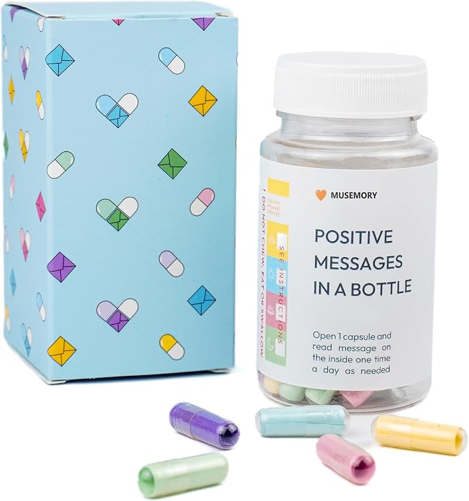 50 Positive Messages in Bottle,Anxiety Relief Items, Stress Relief, Self Care Kit for Mediation,Positive Affirmation Gifts for Women, Self Care Kit for Mediation, Unique Health and Wellness Gifts