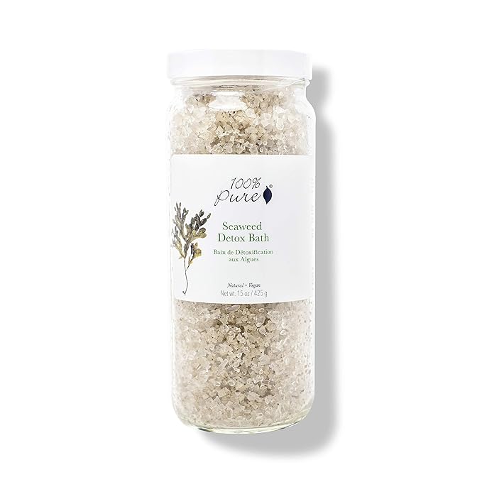 100% PURE Seaweed Detox Bath Soak, Bath Salts for Relaxation, Made with Eucalyptus Essential Oil, Spa Kit for Home, Bath Soak with Essential Oils - 15 Oz