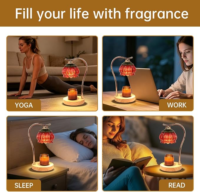 GEEZO Fragrance Candle Warmer Lamp，Electric Candle Warmer with Timer & Dimmer，Mom Christmas Birthday Gifts for Women, House Warming Gifts New Home Bedroom Decor