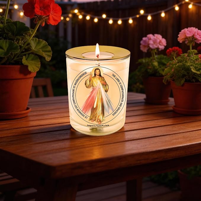Divine Mercy Prayer Candle 50 Hours│Hand-Poured Natural Soy Wax│Infinite Love, Forgiveness, and Mercy for All People, Salvation and Grace, Jesus I Trust in You│Design in Paris│3“×3.6”