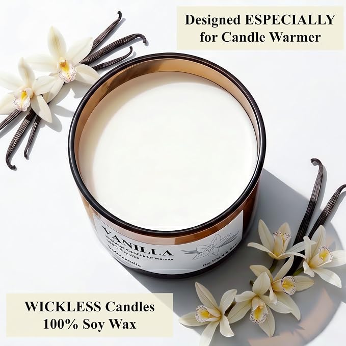 VOHO Vanilla Wickless Candles for Candle Warmer Lamp, 9oz Soy Scented Candles & 10ml Essential Oil for Customizable Strength, Wickless Vanilla Candle for Warmer Lamp Thanksgiving Christmas Women Gifts