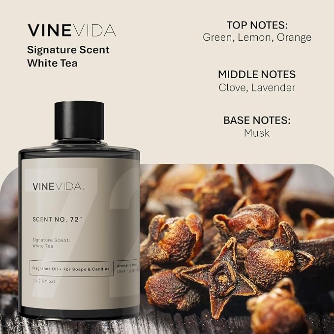 VINEVIDA [16oz] White Tea Fragrance Oil for Candle Making & Soap Making, Oils for Soy Wax, Linen Spray, Lotions, Car Freshies