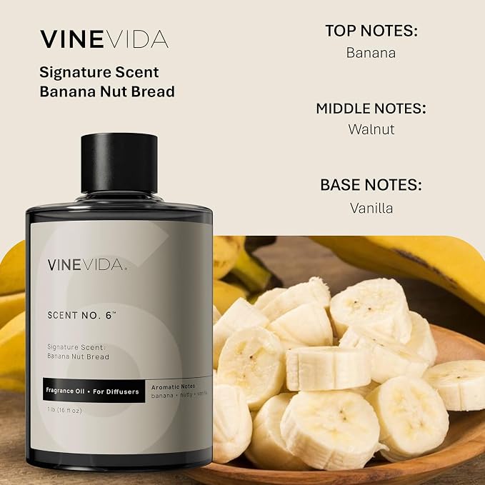 VINEVIDA [16 Fl Oz] Banana Nut Bread Fragrance Oil for Cold Air Diffusers, Essential Oils for Diffuser Oil Refill & Air Freshener Room Spray