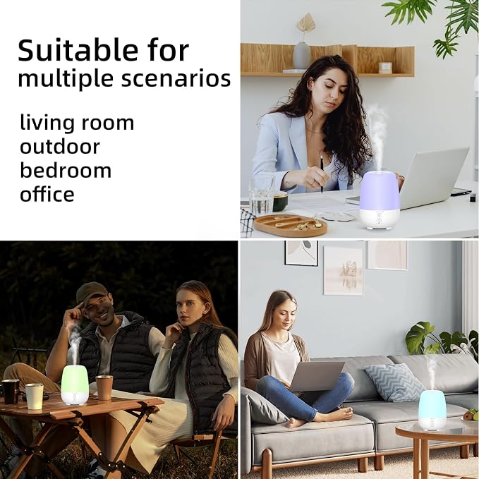 SPLITSKY 150ML Cordless Essential Oil Diffuser, Built-in 6000mAH Rechargeable Battery, 7 Hours Run Time, 7 Colors LED Light, Portable Aromatherapy Diffuser for Home, Outdoor, Travel (White)