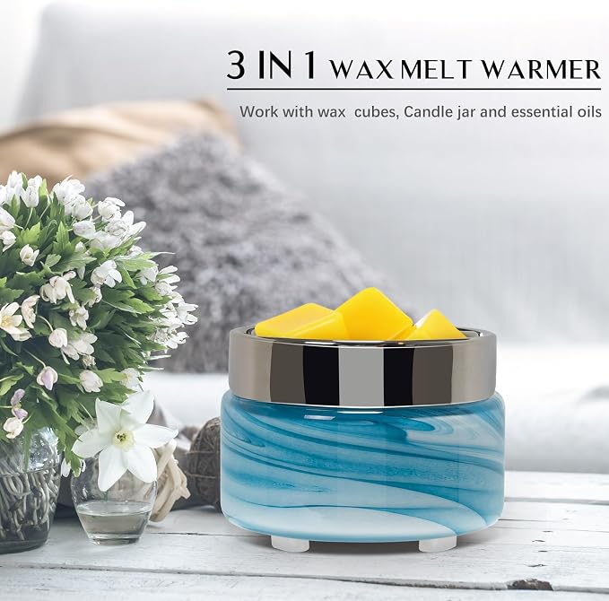 EQUSUPRO Wax Melt Warmer for Scented Wax Melts- Electric 4 in-1 Ceramic Candle Wax Warmer Burner Fragrance Wax Melter for Home Office Bedroom Living Room Decor & Gifts for Women