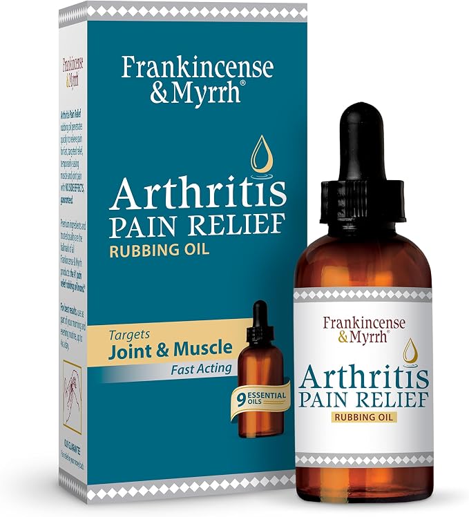 Frankincense & Myrrh Arthritis Pain Relief Rubbing Oil, Dr Recommended 2 oz | Penetrating menthol + 9 essential oils. Ease joint, back, knee, shoulder & muscle pain to reduce inflammation. Fast Relief.