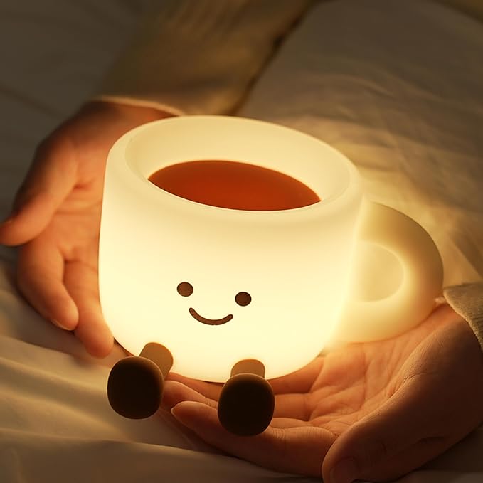 Led Coffee Cup Night Light, Dimmable Timer Nursery Kawaii Lamps, Super Squishy Silicone USB Rechargeable Touch Control Night Lamp, Used for Camping Party Room Decor (Coffee Cup)