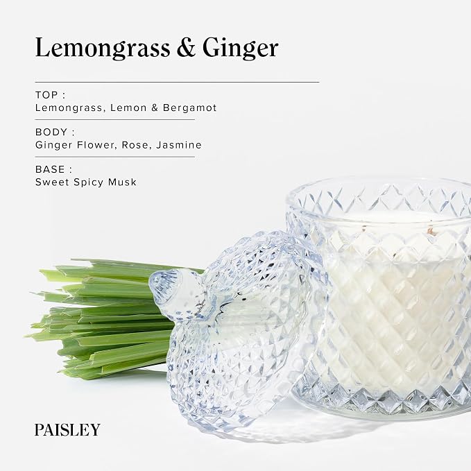 Lemongrass & Ginger Scented Candle, 14.8 Natural Soy Wax, Large Wood Wick Candles for Home Scented,70 Hours Long Burning time,Clea Burn,Non Toxic, Luxury Candle Gift for Women & Men