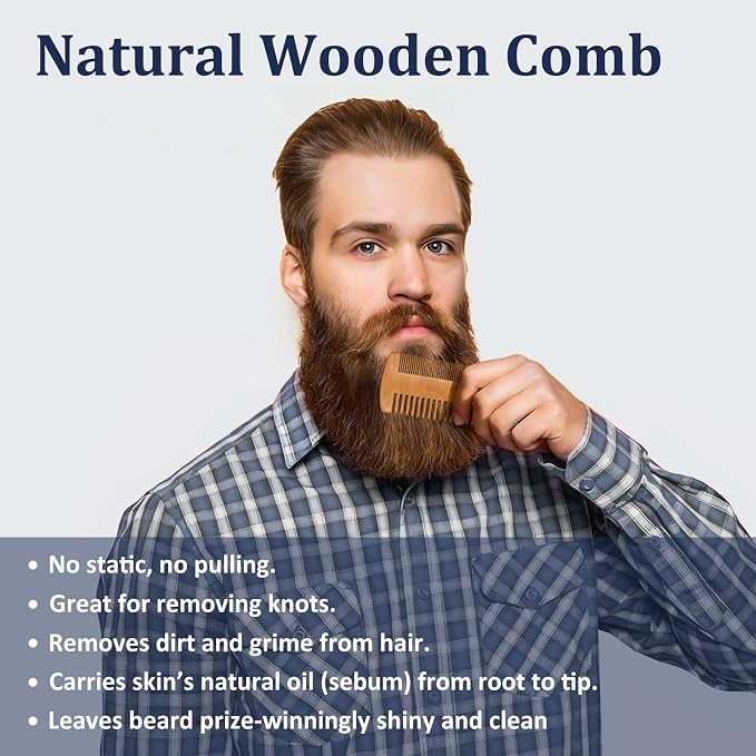 Beard Kit w/Beard Oil, Beard Balm, Beard Comb, Men's Daily Grooming & Care, Moisturize & Soften Facial Hair, Christmas & Birthday Gifts for Men Husband Boyfriend Dad, Stocking Stuffers for Adult Men