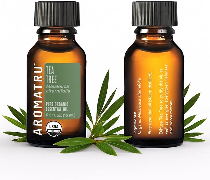 AromaTru Purify Essential Oil Kit – Tea Tree, Eucalyptus Globulus, Lemon, and Black Spruce – Organic & Wildcrafted – ISO Certified – No Synthetic Fillers – Ethically Sourced