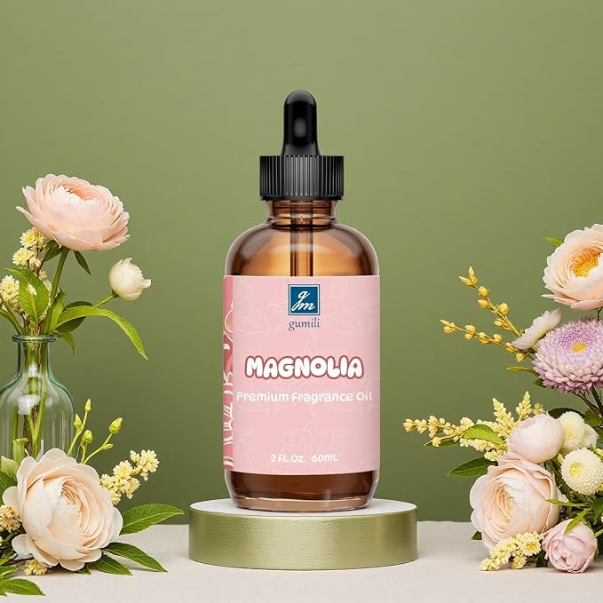 GM Gumili Magnolia Fragrance Oil 2 Oz, Natural Scent Oil for Home Essential Oils Diffuser, Candle Making, Soap Making, DIY Body Oils, Perfume, Body Mist, Spray - Floral Scent