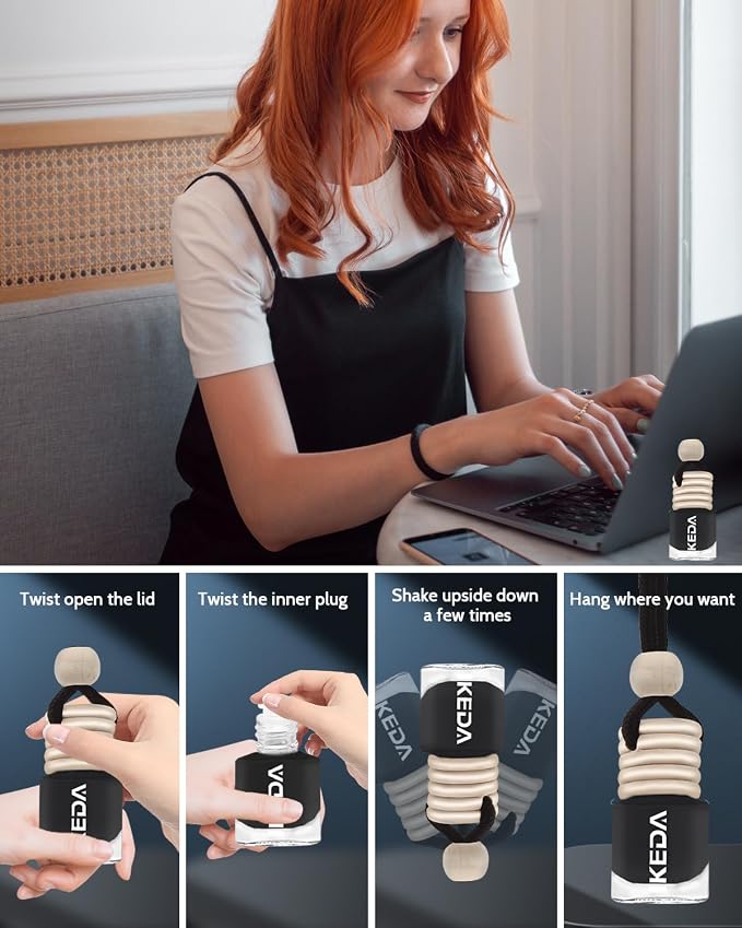 ikeda fragrance Automotive Air Freshener 4ml Car Scents | 45-Days Keep Fragrance | Automobile Hanging Diffuser Bottles | Remove Auto Odor Long-Lasting Fresh Air for Home Deodorizer (Dark Night)